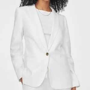 JCrew Linen blend blazer with tortoise buttons | NWT | White | Size 8